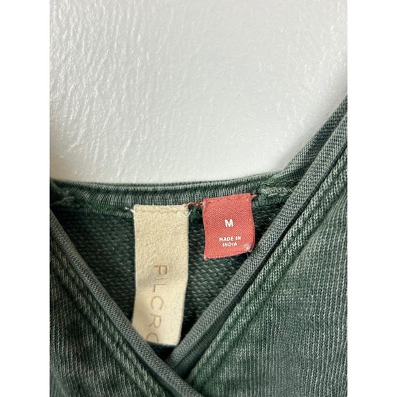 PILCRO Anthropologie Ribbed Knit V Neck Tank Top Green Medium Cropped Festival - Picture 2 of 5